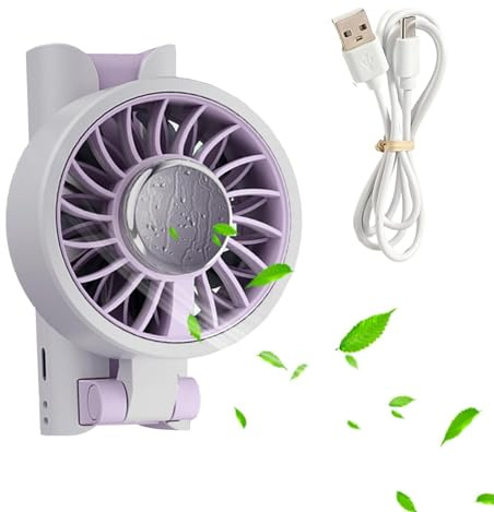 Genérico Ventilador de Mano,Recargable por USB,Ventilador de Bolsillo de Viaje con 5 Velocidades | para Interior Exterior Senderismo Viajes Campamento Playa Correr Concierto Oficina Gimnasio