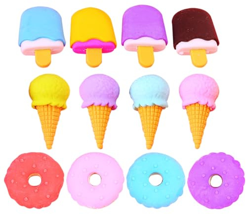 12pcs Portable Dessert Shaped Mini Pencil Erasers Rubber for Students