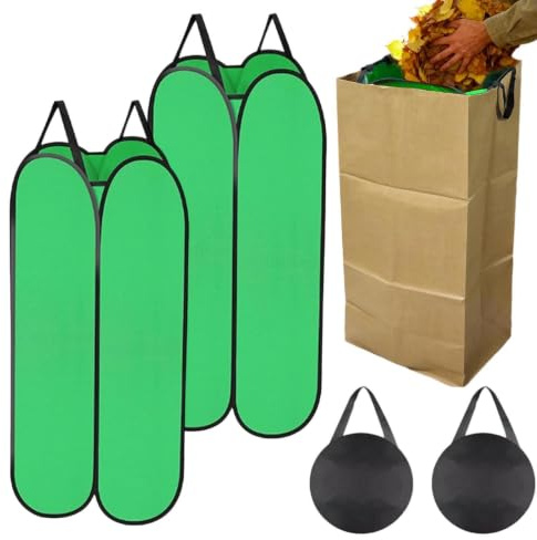 Gårdspåshållare 2-Pack Återanvändbar Oxford Hopfällbar Lövuppsamlingsränna | Trädgårdssopsäckshållare Passar för Sopor Gräsmatta Trädgård Utomhusbruk Matvaror Camping Byggarbete
