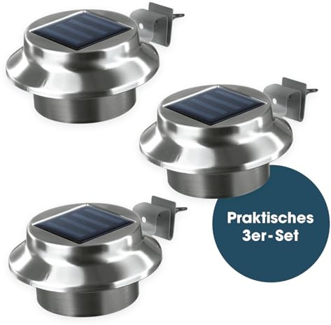 Solaire gouttière Leuchten | en acier inoxydable – Lot de 3 | Éclairage extérieur | sans fil | Éclairage