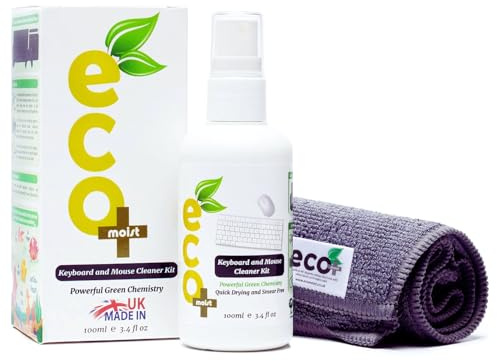 Ecomoist Keyboard Cleaner Spray 100ml | Alcohol-Free, Plant-Based, Anti-Static | Natural Electronic Cleaning Solution for Keyboards and Office Equipment