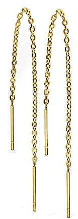 beyoutifulthings Damen 1 Paar Ohr-hänger lange hängende Ketten 2 Stäbe Durchzieher Ohringe Ohr-ringe Set Ohr-stecker Chirurgenstahl Silber Gold