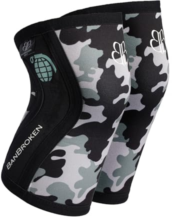 Ginocchiere BANBROKEN (2 unità) - 5 mm Knee Sleeves - Palestra, Sport funzionale, CrossTrain, Sollevamento pesi, Corsa e altri sport. 1 PAR - Unisex.