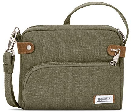 Travelon Unisex-Adult Anti-Theft Heritage Small Crossbody Bag Cross Body, Sage, 9.75 x 7.75 x 2.5