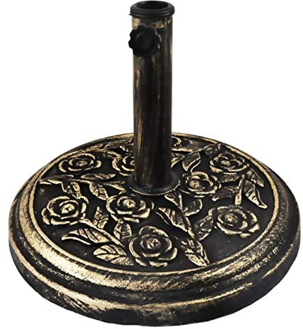 spot on dealz® Garden Parasol Base Umbrella Bases Heavy Duty Parasol Weights with Stand 8.5kg Cast Iron With Floral Rose Design Garden Outdoor Stands