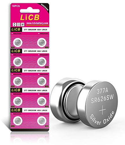 LiCB 10 PCS SR626SW 377 AG4 1.5V Button Cell Watch Batteries