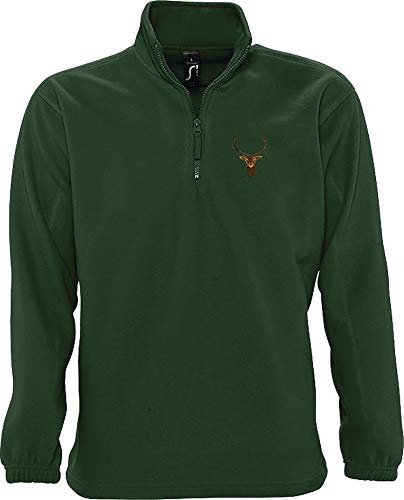 Baddery Jäger Fleece Pullover: Hirsch - Jägerbekleidung - Jagd-Kleidung - Wald Förster Pulli Sweatshirt Outdoor Pirsch Jagdausrüstung (XXL)