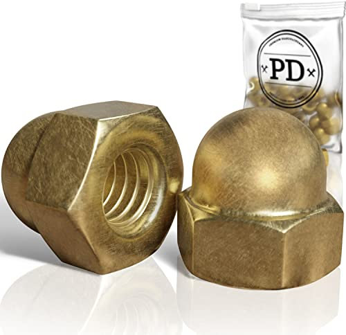 PD® Hutmuttern M12 (DIN 1587) | Hochwertige Messing Kappenmuttern | Schutzkappen Muttern Messingmuttern in hoher Form für Schrauben, Gewindestangen & Gewindebolzen | 5 Stück