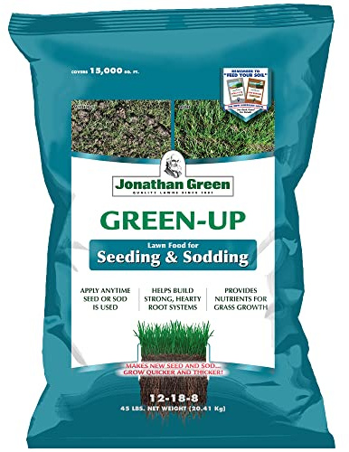 Jonathan Green (11543) Green-Up Lawn Food for Seeding & Sodding - 12-18-8 Grass Fertilizer (15,000 Sq. Ft.)