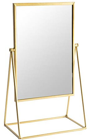 Harbour Housewares Dressing Table Vanity Mirror - Free Standing Tabletop Makeup Cosmetic Mirror - 22cm - Gold