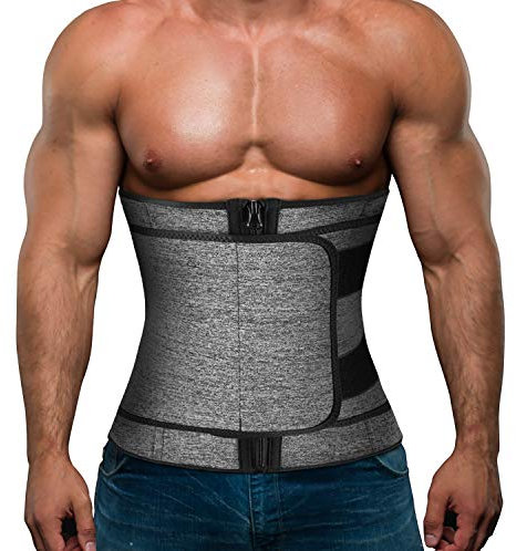 Hidyliu Herren-Workout-Taillentrainer, Neopren-Korsett, Sauna, Schweiß, Trimmer, Cincher, Bauchweggürtel, Gery Taillentrainer mit Reißverschluss, XXX-Large