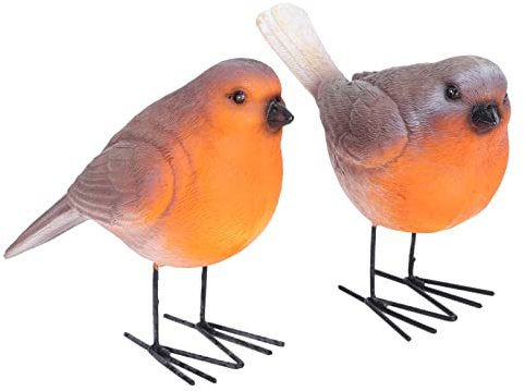 Jenngaoo 2 Pièces Oiseaux Décoratifs en Résine, Décoration de Jardin et d'Intérieur, Ensemble de Figurines pour Pelouse, Terrasse ou Maison, Art Artisanal Résistant aux Intempéries