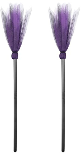 BESPORTBLE 2Pcs Halloween Hexen Besen Kostüm Dekorative Requisiten Maskerade Show Verkleiden Wunder Besen Hexenbesen für Fest Halloween Cosplay Party (Zufällige Farbe)