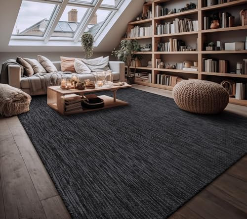 Paco Home Outdoor Teppich Flachgewebe Sisaloptik Modern Einfarbig meliert wetterfest & pflegeleicht Küchenteppich Ideal für Terrasse Balkon Garten, Grösse:160x220 cm, Farbe:Anthrazit