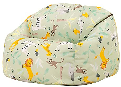 Bean Bag Bazaar Safari Print Kids Bean Bag, Kids Bean Bag Chair with Filling Included for Girls and Boys, Childs Chair, Beanbags for Children, Nursery Décor, Playroom Décor, Bedroom Accessories