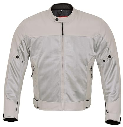WICKED STOCK Mesh Motorcycle Jacket with Armor - Breathable Biker Jacket Men with CE Level 1 Motorcycle Armor - Lightweight Summer Mens Motorcycle Jackets with Adjustable Cuffs, Biceps & Waist (L)