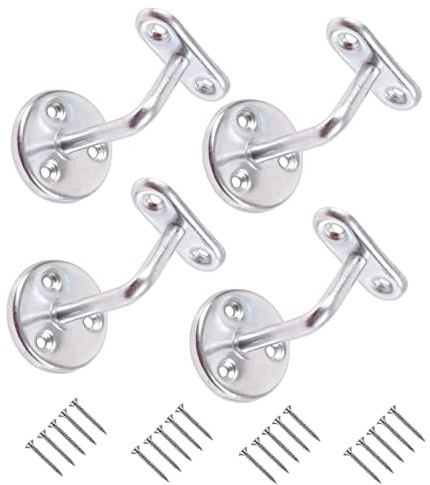 TERF® Set of 4 Heavy Duty Silver Stair Handrail Brackets with Fixing Screws