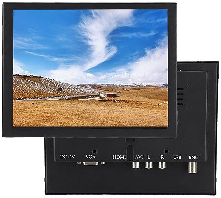 Pantalla Táctil de Resistencia de 8 Pulgadas, Monitor Industrial Integrado, Monitor Totalmente Metálico, con Resolución de 1024x768, Pantalla Ancha de 4:3, para PC, CCTV, Cámara de Video,(8)