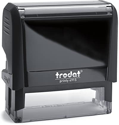 Trodat Printy 4915 - Custom - Gehäusefarbe Schwarz (Abdruckfarbe Blau) - 70x25mm - 7 Zeilen - personalisierbarer Namensstempel, Adressstempel oder Firmenstempel