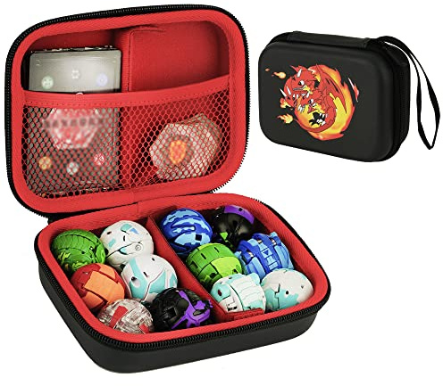 Yosuny Spielzeug Organizer Aufbewahrungskoffer kompatibel mit Bakugan-Figuren, BakuCores und Kampffiguren, Mini-Spielzeugbehälter Tragebox (Schwarz) (Spielzeug Nicht enthalten)