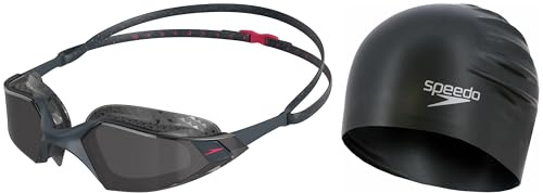 Speedo Adult Unisex Aquapulse Pro Schwimmbrille für Erwachsene & Langhaar-Schwimmkappe, bequeme Passform, hydrodynamisches Design, wasserdichte Mütze