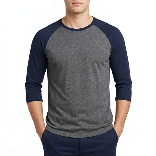 Herren Lässiges Raglan-Baseball-T-Shirt, L