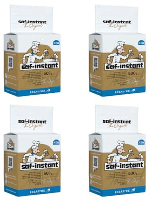 SAF Gold Yeast 4X500g - Osmotolerant High Sugar Yeast For Sweet Bread, Brioche, Donuts & Rich Dough Baking