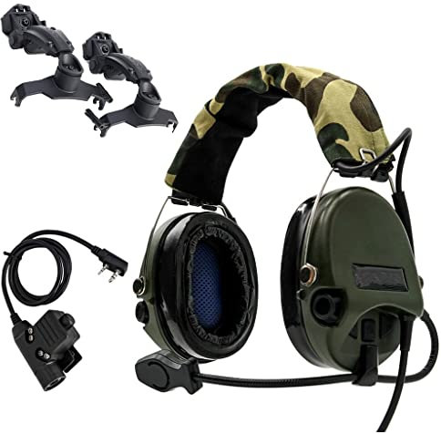 TS TAC-SKY CS Outdoor Tactical Paintball Games Casque Anti-Bruit avec Adaptateur pour Casque Arc Rail et PTT U94 (Color : T)