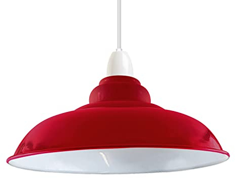 Retro-Deckenleuchte, industrielles rustikales Metall, geschwungen, 32 cm, einfache Montage, Vintage-Lampenschirme für Hängelampen, Tischlampen, Wandlampen, Schlafzimmer, Küche, Büro, Wohnzimmer (rot)
