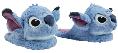 Disney Chaussons Femme Peluche Chausson Adulte Rigolo Slippers Pantoufles Femme Idée Cadeau Stitch Minnie Baby Yoda (Bleu Stitch, 38-39)