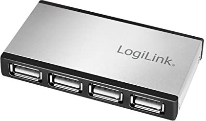 LogiLink Hub USB 2.0 a 4 porte con alloggiamento in alluminio e alimentatore incluso