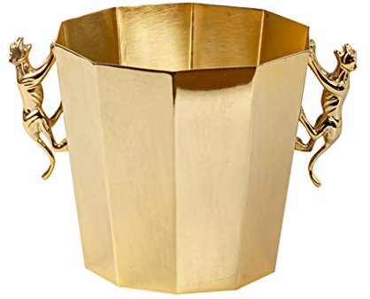 Hand Carved Brass Ice Wine Bucket Cooler Whiskey Wine Holder Retro Home Bar Wine Barrel Copper Carving Whiskey Barrel