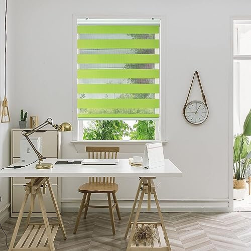 Tür Fenster Rollo Jalousette 90 x 150 cm Sichtschutz Blendschutz Hitzeschutz Day + Night Plissee Falt-Rollo Montage-Teile inklusive für Tür und Fenster, Grün