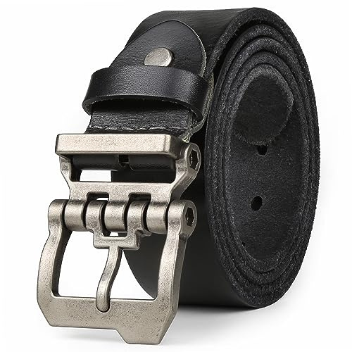 JingHao Gürtel Herren,Ledergürtel Herren 110-170cm,Jeansgürtel,Designer Schnalle,Große Taille Männer Gürtel 38mm Breit Schwarz Braun