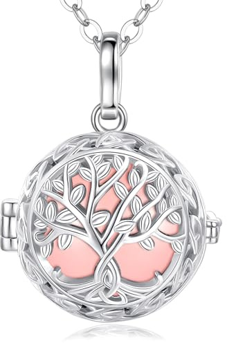 EUDORA Collana Bola per Gravidanza con Sfera dell'Armonia con Catena, Ciondolo con Sfera Musicale dell'Albero della Vita per Donne Incinte Regalo di Gioielli per la Mamma in Attesa, 76 cm+114 cm