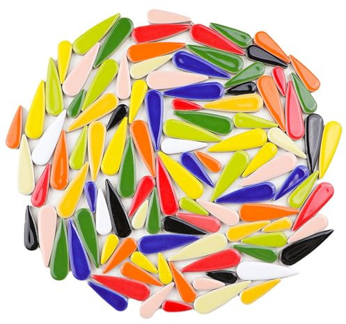 Keramik-Mosaikfliesen in Tropfenform, 500 g, für Bastelarbeiten, tropfenförmige Keramik-Mosaikstücke für Bilderrahmen, Tassen, Blumentöpfe, Aquarien, Vasen, Trittsteine (MischenFarbe)