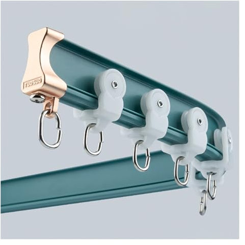 Vorhangschiene Gardinenschiene Vorhangschiene Einspurig, Decke Wandmontage Vorhang gebogene biegsame Schienen, für Wohnzimmer Schlafzimmer Raumteiler Camper RV Schiene Vorhang System ( Color : Blue