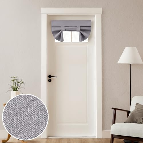 HOMEIDEAS Rideaux occultants 100 % lin pour porte-fenêtre, protection de l'intimité pour petite porte, 66 x 50,8 cm, isolation thermique (1 panneau, gris clair)