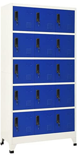 THOYTOUI Schließfachschrank, Vorratsschrank Metallschrank Werkstattschrank Stahlschrank Geeignet für Supermärkte Lagerhaus Schulen Büro Grau und Blau 90x40x180 cm Stahl
