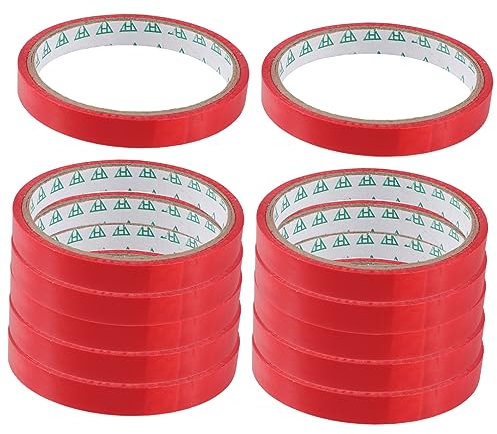 PLAFOPE Sanitär Dichtungsband Verpackungsbeutel Klebebänder zum Verschließen in Rot Stark Klebend 12 Stück Rolle Packband für Supermarkt Bindemaschinen und Verschieden Große Verpackungen