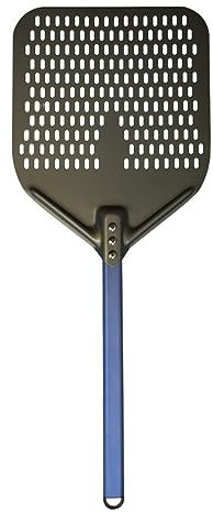 WANGZEYU Pala per Pizza 14/13/12 inch Perforated Pizza Peel Rectangular Pizza Shovel Aluminum Hard Coating Pizza Peel Paddle Short Pizza Tool Pala Pizza Corta(Color:Blue Handle 14inch)