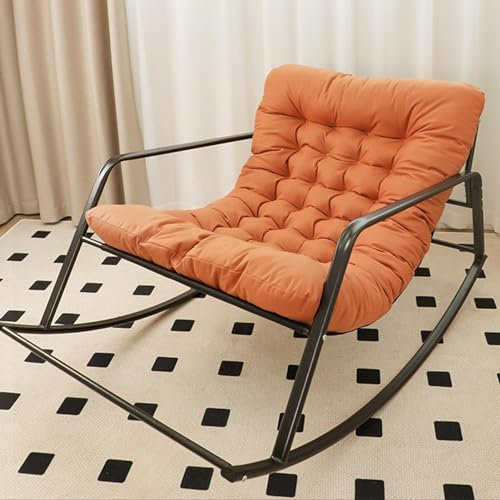 HARELA Schaukelstuhl Modern Schwingsessel Bequem Sessel, Komfort Schaukelstuhl, mit Armlehnen und gepolsterter Sitzfläche, mit Metallgestell, für Schlafzimmer, Wohnzimmer, Balkon(Color:Orange)