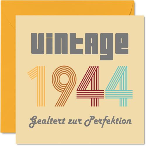 Stuff4 82. Geburtstagskarten für Männer Frauen - Vintage 1944 Gealtert zur Perfektion - 81 Alles Gute zum Geburtstag Karte für Opa Oma Mama Papa Onkel Tante 145mm Glückwunschkarten