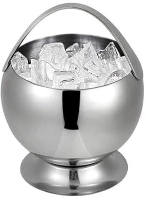 Seau à glace isotherme à double paroi en acier inoxydable, seau à champagne, refroidisseur, refroidisseur de bouteille, seau à glace, seau à glace, 11 x 18 x 14 cm avec couvercle