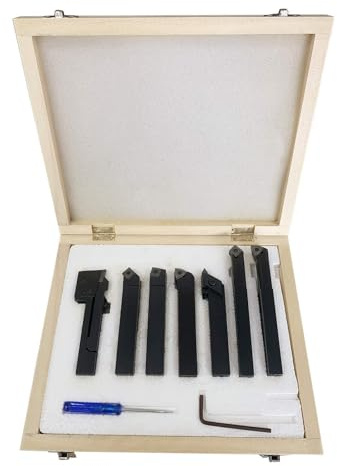DAISHUJIE Set Drehmeißel 14 mm 7-TLG. Wendeplatten-Drehwerkzeuge-Set aus Hartmetall, Drehwerkzeug-Set