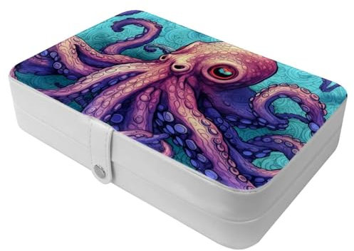 Fierce Octopus-1099 Reise-Schmuckschatulle – Ihre tragbare Schatztruhe für Ringe, Ohrringe, Halsketten. Tolles Geschenk für Frauen, die gerne reisen, große Organizer-Hülle, 1 Packung