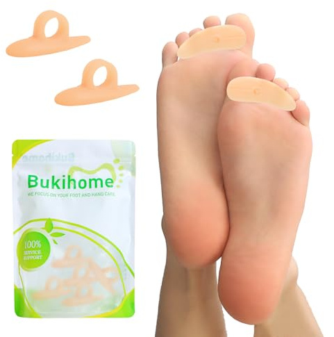 Bukihome Corrector de dedos en martillo de gel para los dedos del pie, 12 unidades, escudo de apoyo para mujeres y hombres, realinean doblados, torcidos, rizados, garras y dedos en martillo, beige, un