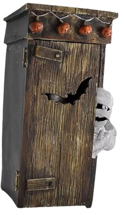 Amagogo Animierte Deko-Skulptur „Mumie“, Verzierungen, gruselige und lustige Plumpsklo-Mumienstatue, Halloween-Ornament für Restaurant-Café