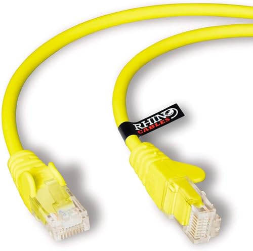 rhinocables CAT 6 High-Speed Gigabit Ethernet Cable - Patch Network Lead for LAN| Snagless UTP With LSZH Jacket | RJ45 Connector - Internet, Router, Modem, Smart TV, PC & More (2m, Yellow, Pack of 7)