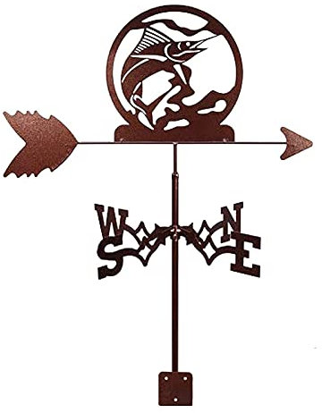 Wind-Schaufel Fisch Funktionelle Wetterfahne-Wetterfahne-Dachhalterung, Wetterfahne-Messwerkzeug Windgeblasene Fliegende Dach Garten Metalldekorationen